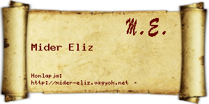 Mider Eliz névjegykártya